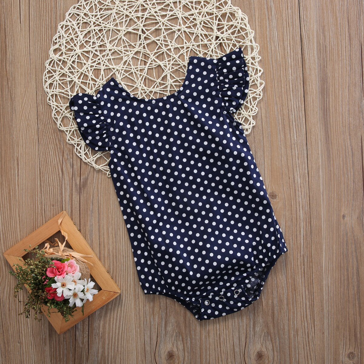 Newborn Baby Girls dot  Clothes Bodysuit One-Piece Jumpsuit Outfits - ebowsos