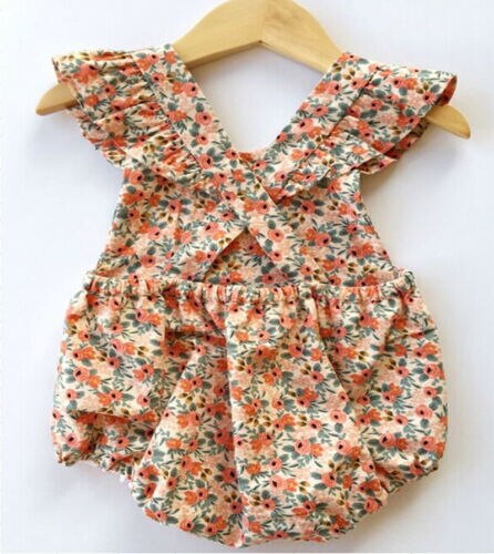 Newborn Baby Infant Girls Summer Clothes Clothing Floral Sleeveless Cotton Romper 2Pcs Outfit Clothes Set - ebowsos