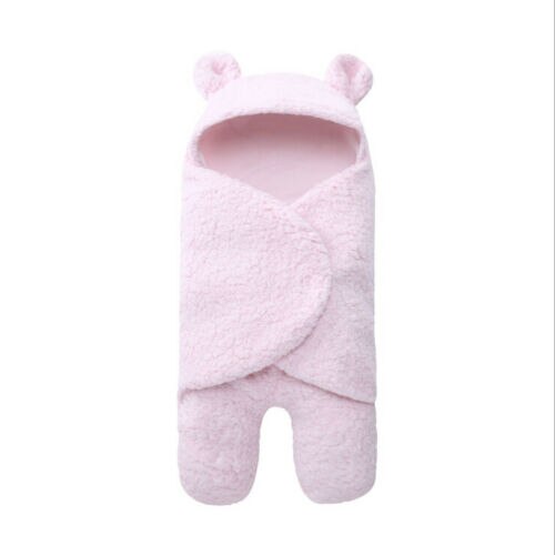 Newborn Baby Infant Winter Warm Fleece Hooded Swaddle Wrap Swaddling Blanket - ebowsos