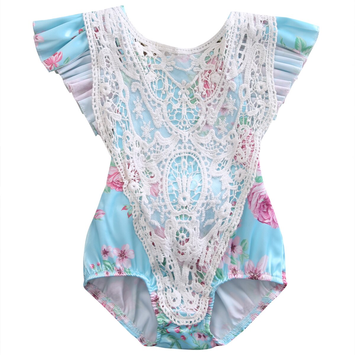 Newborn Baby Toddler Girls Lace Floral Romper  Jumpsuit Outfits Sunsuit - ebowsos