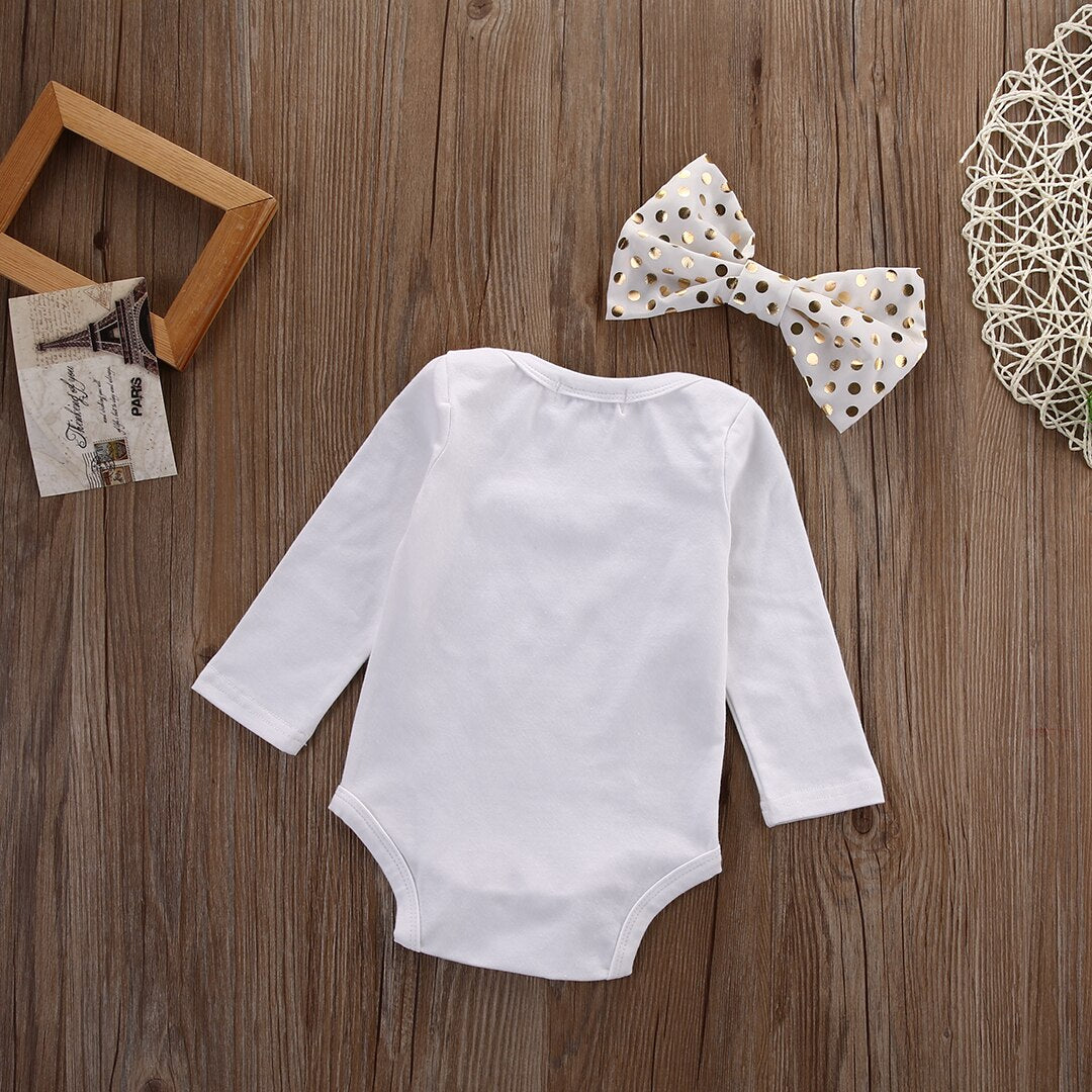 Newborn Baby boy giirl Cotton Jumpsuit Bodysuit Headband 2Pcs Outfits Clothes - ebowsos