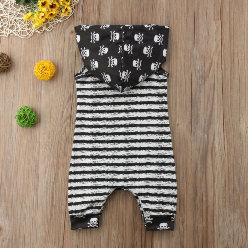 Newborn Babys Boys Clothes Hooded Tops Sleeveless Romper Palysuit Jumpsuit Outfits - ebowsos