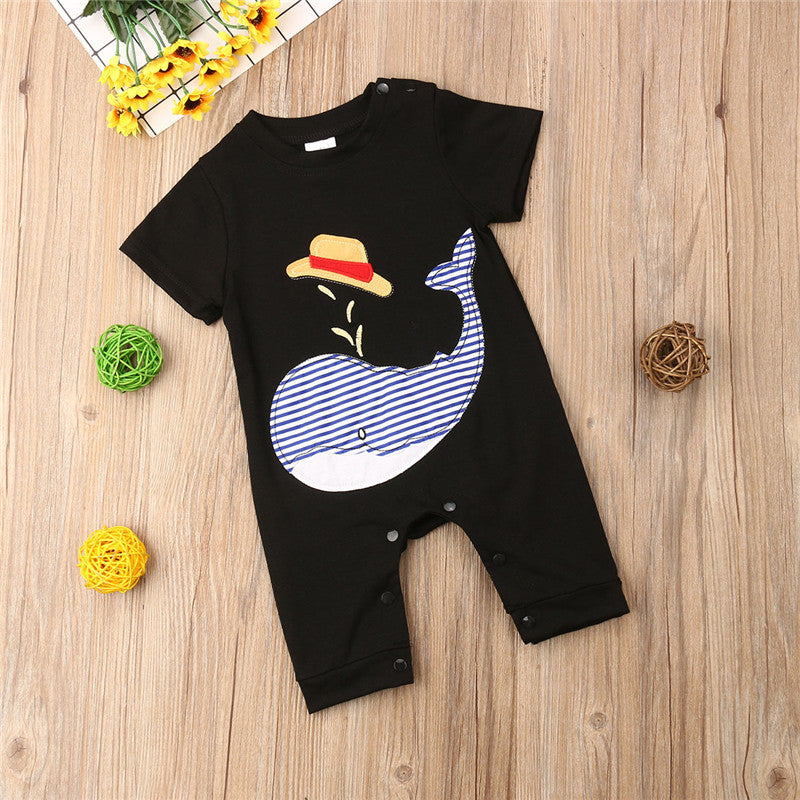 Newborn Cute Baby Boy Girl Clothes Cotton Romper Shark Bodysuit Clothes Outfit Sunsuit Clothes - ebowsos