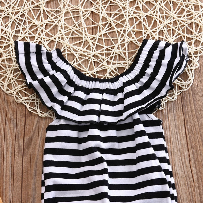 Newborn Cute Baby Girl Cotton Jumpsuit Stripe Bodysuit Summer Children Outfit Clothes - ebowsos