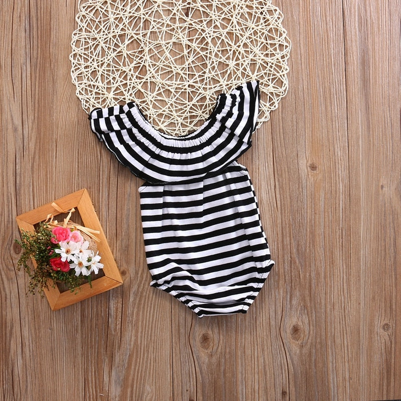 Newborn Cute Baby Girl Cotton Jumpsuit Stripe Bodysuit Summer Children Outfit Clothes - ebowsos