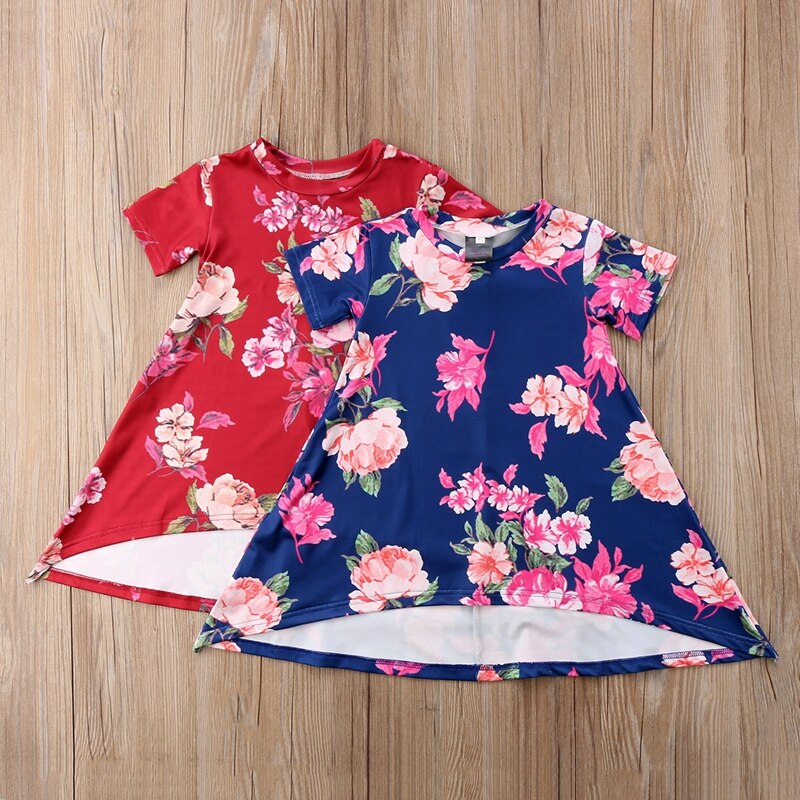 Newborn Cute Baby Girls Princess Floral Dress Sleeve Summer Clothes Toddler Kids Girls Party Dresses - ebowsos