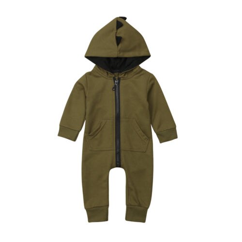 Newborn Infant Baby Boy Autumn Cartoon Cos Hooded Romper Long Sleeve Jumpsuit Clothes Outfit Long Sleeve - ebowsos