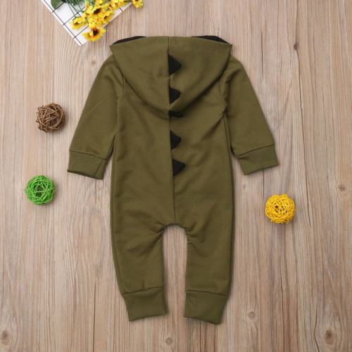 Newborn Infant Baby Boy Autumn Cartoon Cos Hooded Romper Long Sleeve Jumpsuit Clothes Outfit Long Sleeve - ebowsos