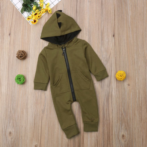 Newborn Infant Baby Boy Autumn Cartoon Cos Hooded Romper Long Sleeve Jumpsuit Clothes Outfit Long Sleeve - ebowsos