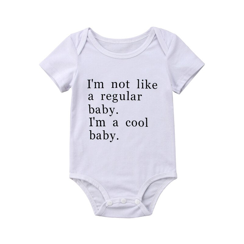 Newborn Infant Baby Boy Girl Short Sleeve Cotton Romper Letter Jumpsuit Summer Kids Clothes Outfits - ebowsos