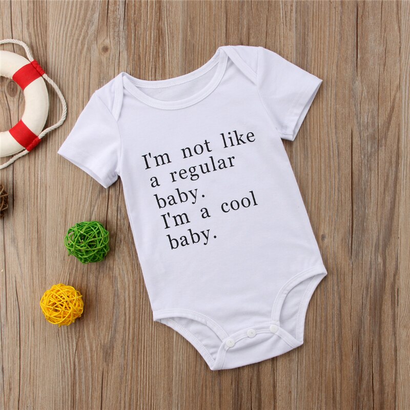 Newborn Infant Baby Boy Girl Short Sleeve Cotton Romper Letter Jumpsuit Summer Kids Clothes Outfits - ebowsos