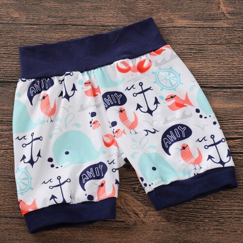 Newborn Infant Baby Boy Tops Romper Tops+Shorts Hat Outfits 3Pcs Set Cotton Kids Clothes - ebowsos