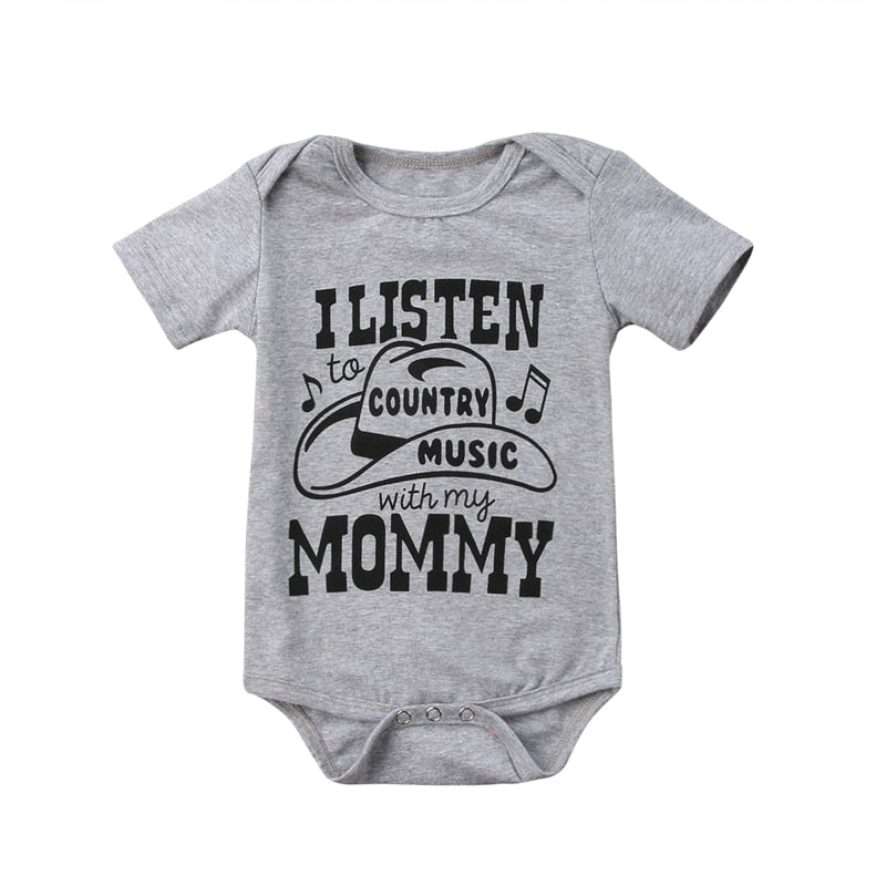 Newborn Infant Baby Boys Girls Cotton Short Sleeve Letter Romper Music Summer Jumpsuit Outfit Clothes Baby Clothing - ebowsos