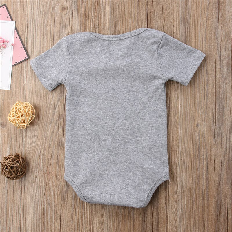 Newborn Infant Baby Boys Girls Cotton Short Sleeve Letter Romper Music Summer Jumpsuit Outfit Clothes Baby Clothing - ebowsos