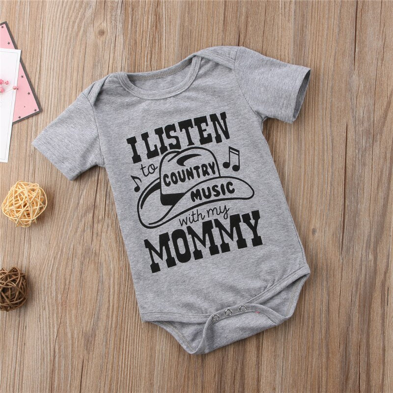 Newborn Infant Baby Boys Girls Cotton Short Sleeve Letter Romper Music Summer Jumpsuit Outfit Clothes Baby Clothing - ebowsos