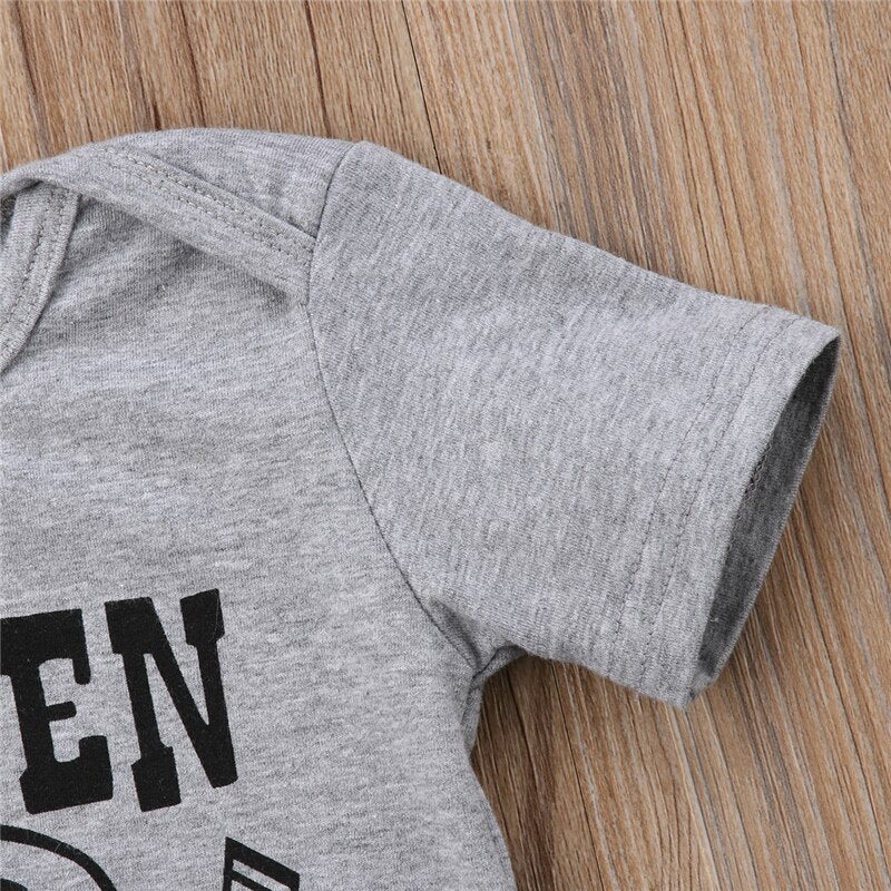 Newborn Infant Baby Boys Girls Cotton Short Sleeve Letter Romper Music Summer Jumpsuit Outfit Clothes Baby Clothing - ebowsos