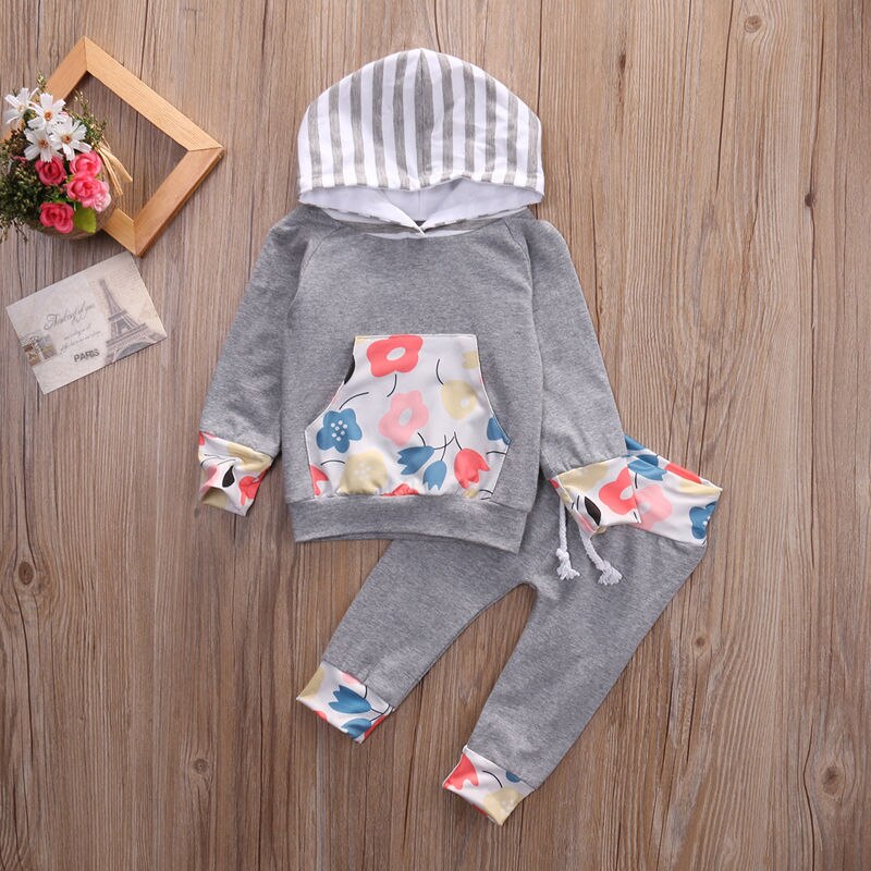 Newborn Infant Baby Boys Girls Outfits Clothes Hooded Pants Leggings 2PCS Set - ebowsos