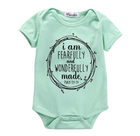 Newborn Infant Baby Boys Girls Short Sleeve Letters Cotton Romper Candy Green Jumpsuit Outfits Clothes - ebowsos