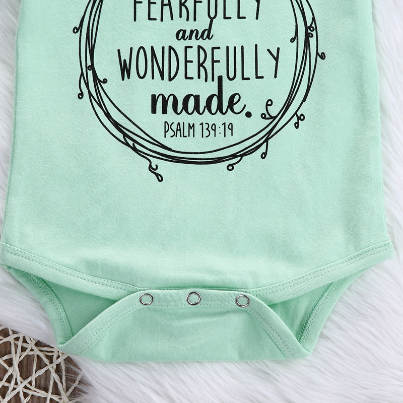 Newborn Infant Baby Boys Girls Short Sleeve Letters Cotton Romper Candy Green Jumpsuit Outfits Clothes - ebowsos