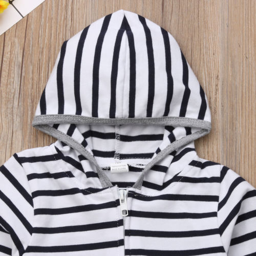 Newborn Infant Baby Boys Girsl Hooded Long Sleeve Zipper Romper Jumpsuit Kids Autumn Cotton Clothes Outfits - ebowsos