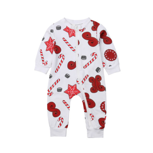 Newborn Infant Baby Girl Boy Outfit Long Sleeve Cotton Romper Jumpsuit Zip Pajamas Clothes - ebowsos