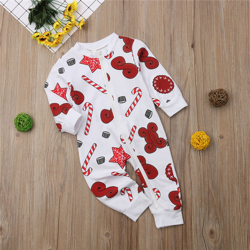 Newborn Infant Baby Girl Boy Outfit Long Sleeve Cotton Romper Jumpsuit Zip Pajamas Clothes - ebowsos