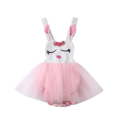 Newborn Infant Baby Girl Bunny Romper Princess Tutu Dress Clothes - ebowsos