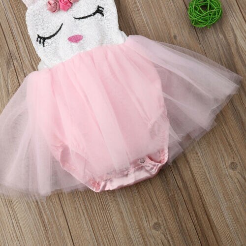 Newborn Infant Baby Girl Bunny Romper Princess Tutu Dress Clothes - ebowsos