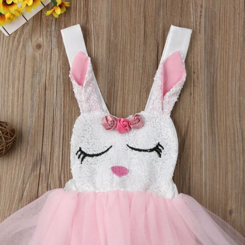 Newborn Infant Baby Girl Bunny Romper Princess Tutu Dress Clothes - ebowsos