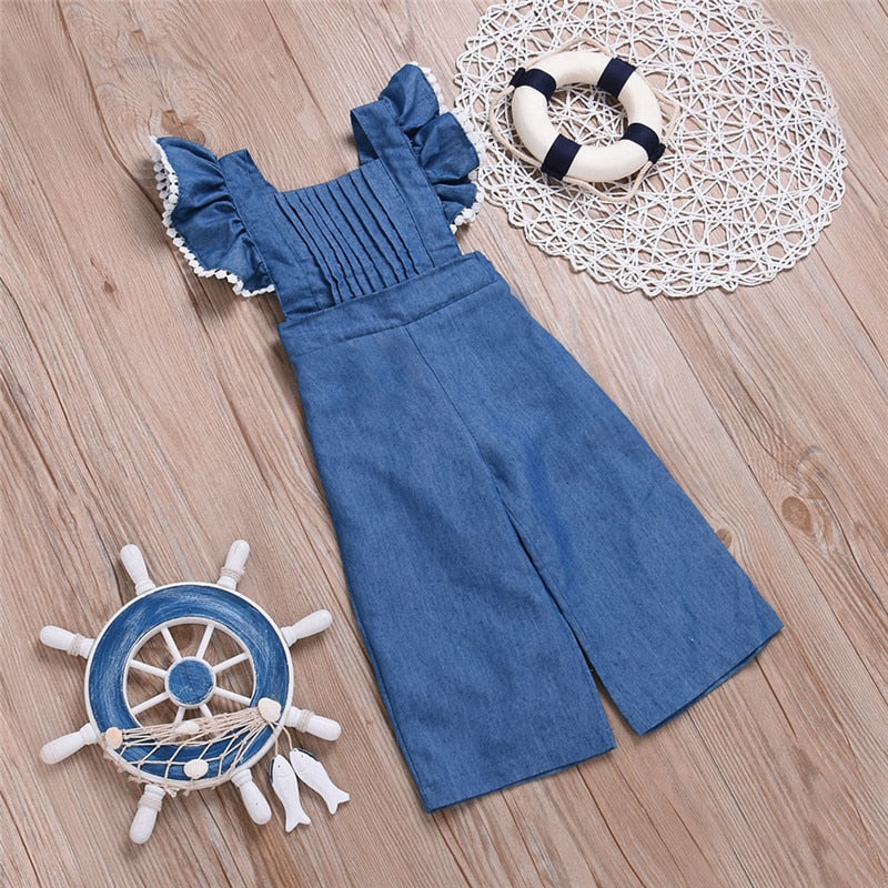 Newborn Infant Baby Girl Denim Sleeveless Romper Jumpsuit Backless Overalls Outfits Sunsuit Kids Clothes - ebowsos