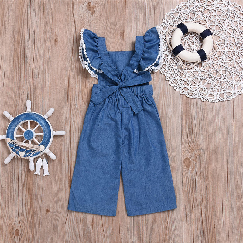 Newborn Infant Baby Girl Denim Sleeveless Romper Jumpsuit Backless Overalls Outfits Sunsuit Kids Clothes - ebowsos