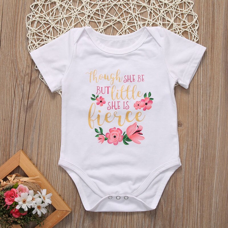 Newborn Infant Baby Girl Floral Short Sleeve Bodysuit Outfit Sunsuit Clothes - ebowsos