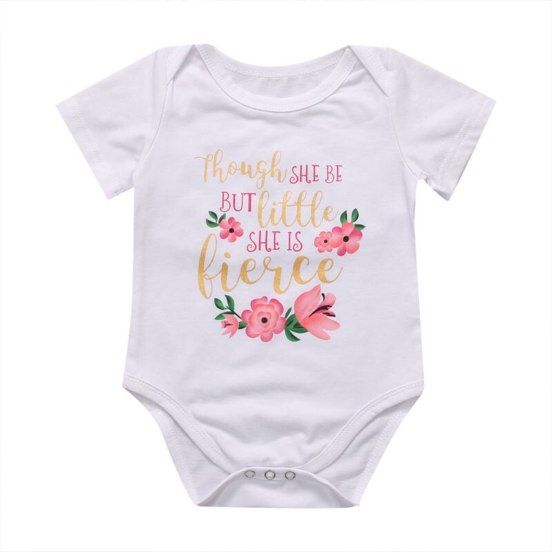 Newborn Infant Baby Girl Floral Short Sleeve Bodysuit Outfit Sunsuit Clothes - ebowsos