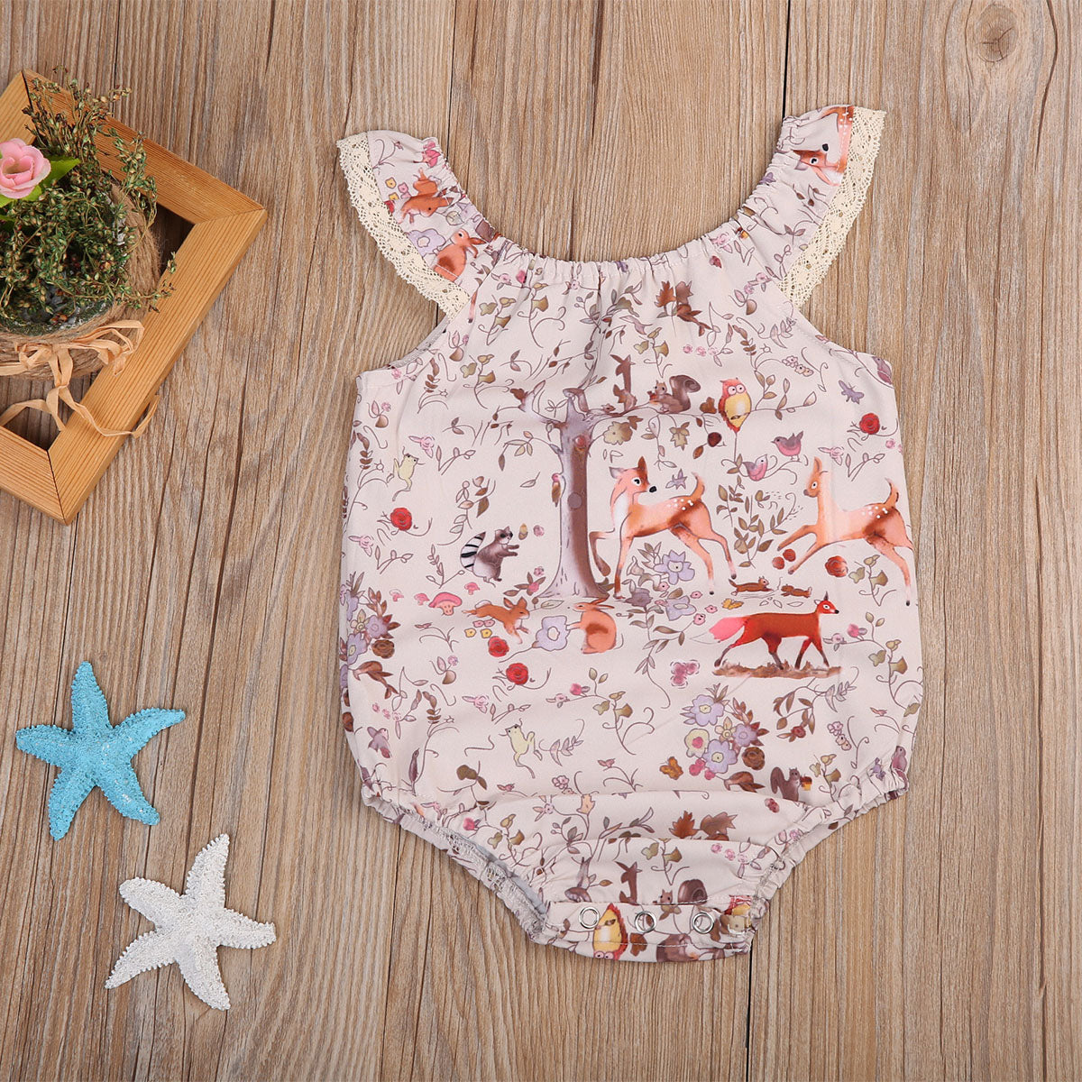 Newborn Infant Baby Girls Bodysuit Jumpsuit Cartoon Deer Clothes Outfits - ebowsos