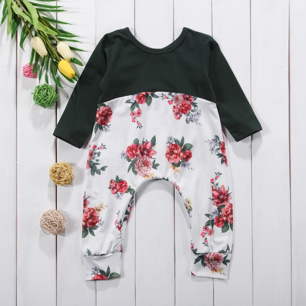 Newborn Infant Baby Girls Floral Romper  Jumpsuit Clothes Outfits 0-24M - ebowsos