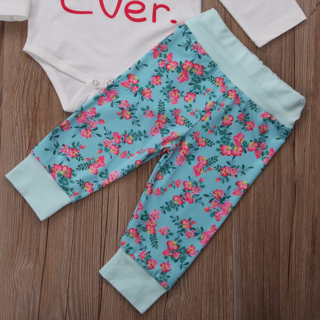 Newborn Infant Baby Girls Romper+Floral Long Pants Hat Clothes 4Pcs Outfits Set - ebowsos