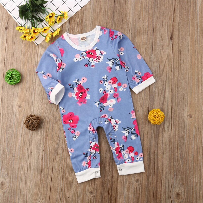 Newborn Infant Kids Baby Girls Romper Jumpsuit Outfit Boys Long Sleeve Clothes - ebowsos