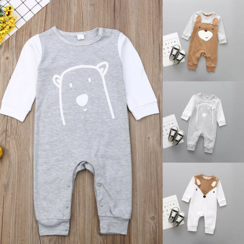 Newborn Kid Baby Boy Girl Cartoon Bear Clothes Jumpsuit Long Sleeve Romper Playsuit Outfits - ebowsos