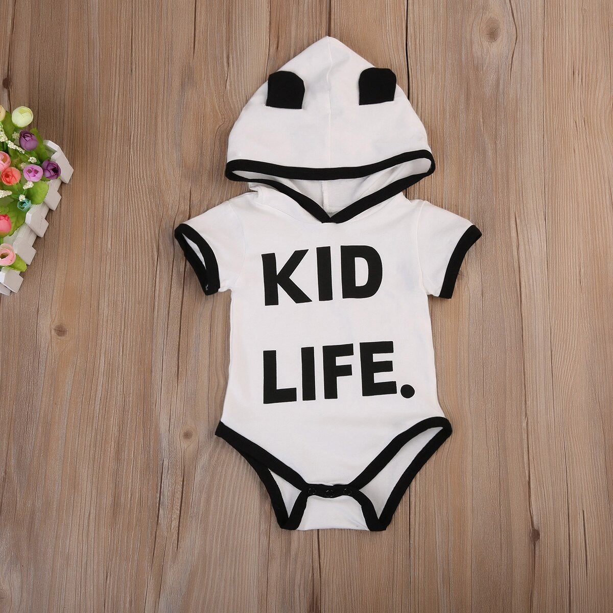 Newborn Kid Baby Boy Girl Clothes Hooded Jumpsuit  Bodysuit Sunsuit Outfit - ebowsos