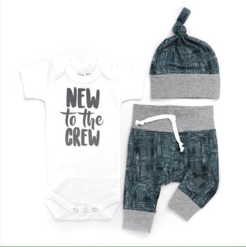 Newborn Kid Baby Boy Girl Clothes new to the crew Jumpsuit Romper + Long Pants Outfit Set - ebowsos