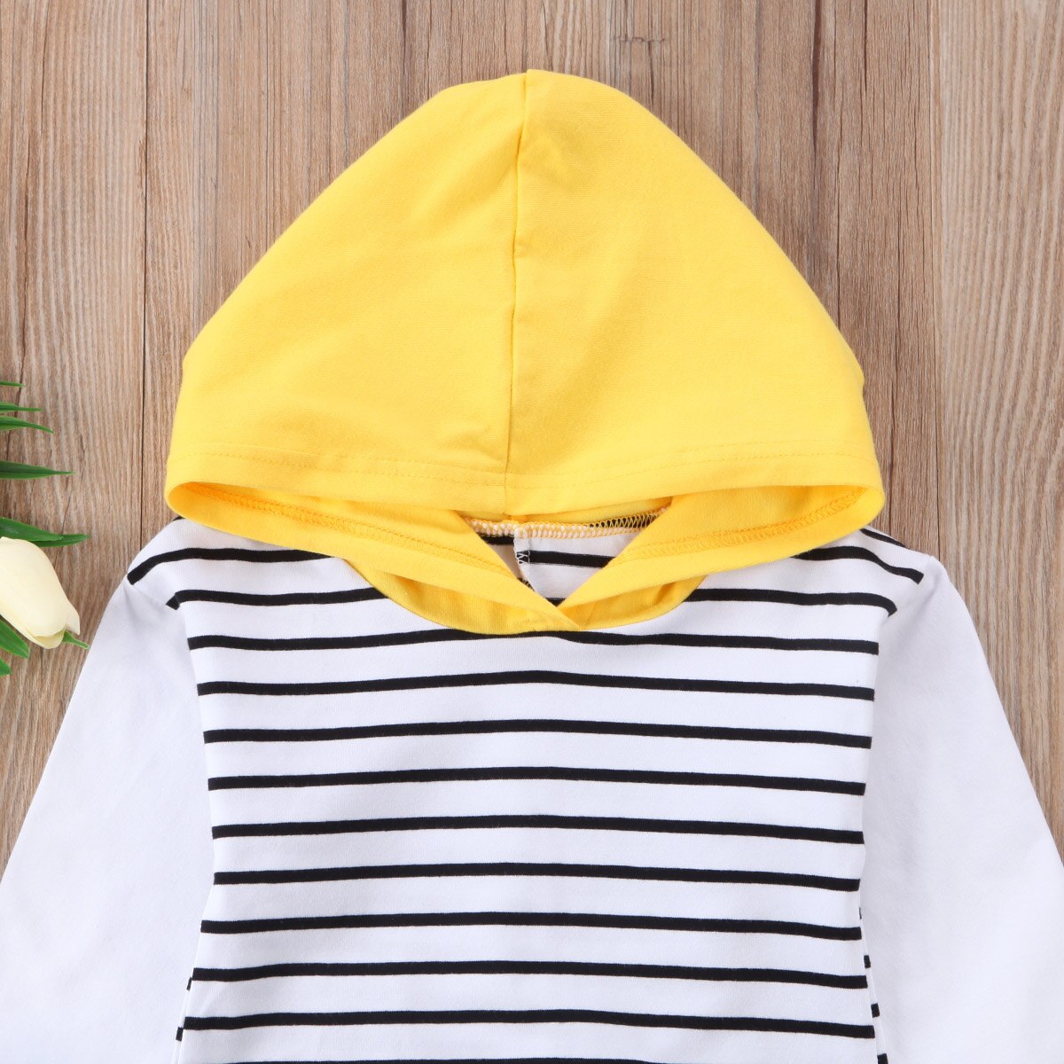 Newborn Kid Baby Boy Girl Hooded Striped Romper Jumpsuit Outfit Clothes - ebowsos