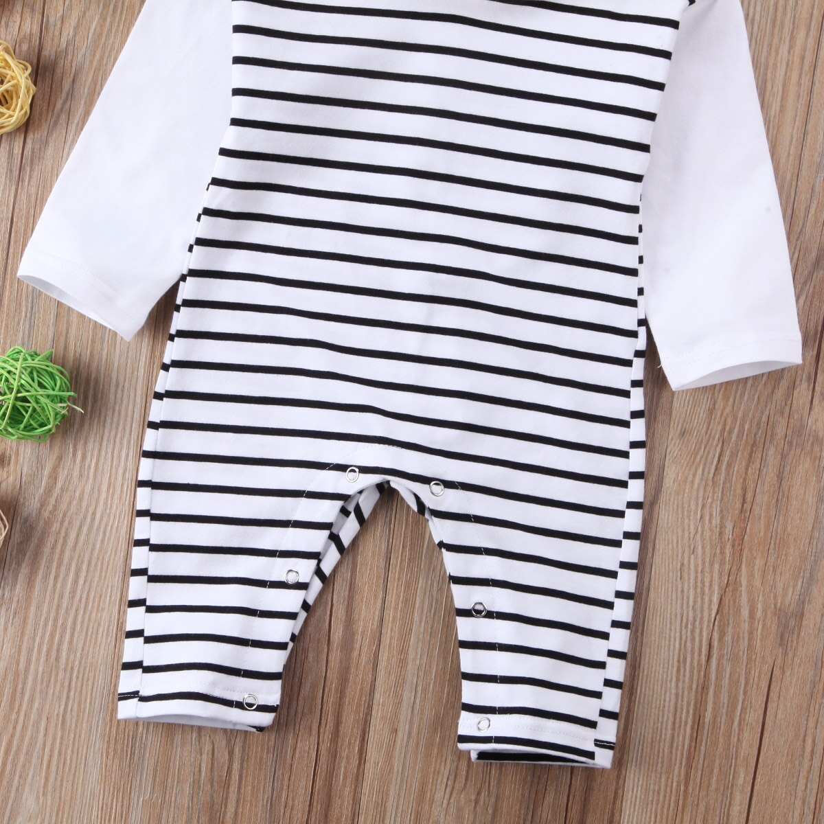 Newborn Kid Baby Boy Girl Hooded Striped Romper Jumpsuit Outfit Clothes - ebowsos