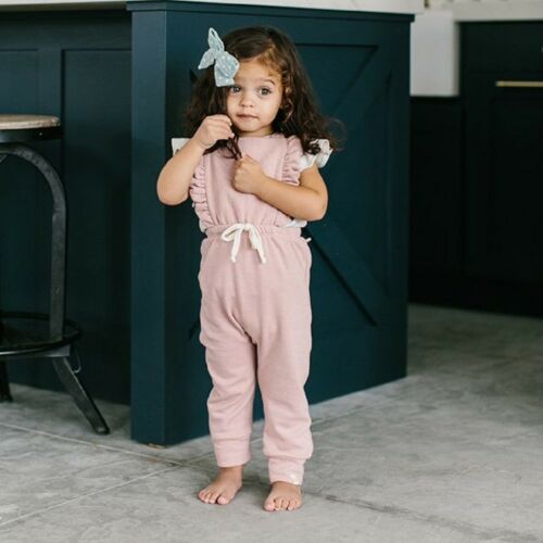 Newborn Kid Baby Girl Bandage Clothes Stripe Overalls Romper Sunsuit 1PC Outfit - ebowsos