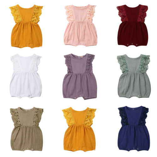 Newborn Kid Baby Girl Clothes Set Ruffle Sleeves Romper 2PCS Outfits Sunsuit - ebowsos