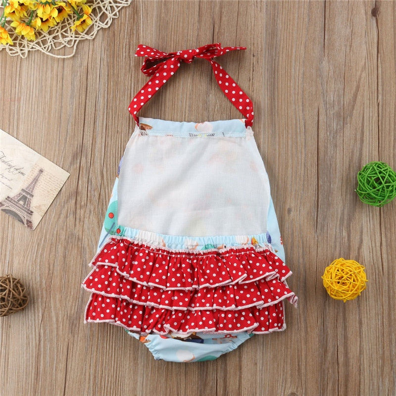 Newborn Kid Baby Girl Cotton Clothes Floral Romper Backless Jumpsuit 0-2T - ebowsos