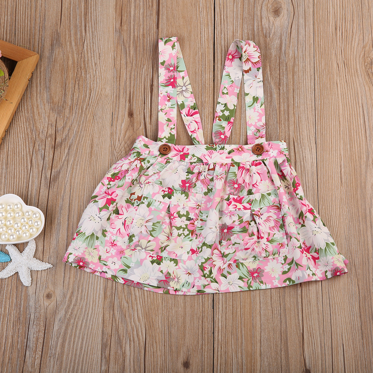 Newborn Kid Baby Girl Floral Clothes Party Princess Bib Strap Tutu Skirt Dress - ebowsos