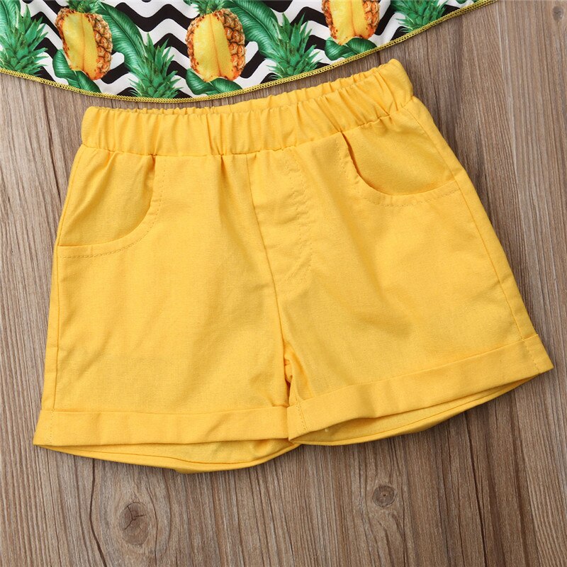 Newborn Kid Baby Girl Summer Clothes Pineapple Print Tops+Shorts Pants Summer - ebowsos