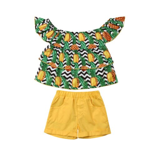 Newborn Kid Baby Girl Summer Clothes Pineapple Print Tops+Shorts Pants Summer - ebowsos