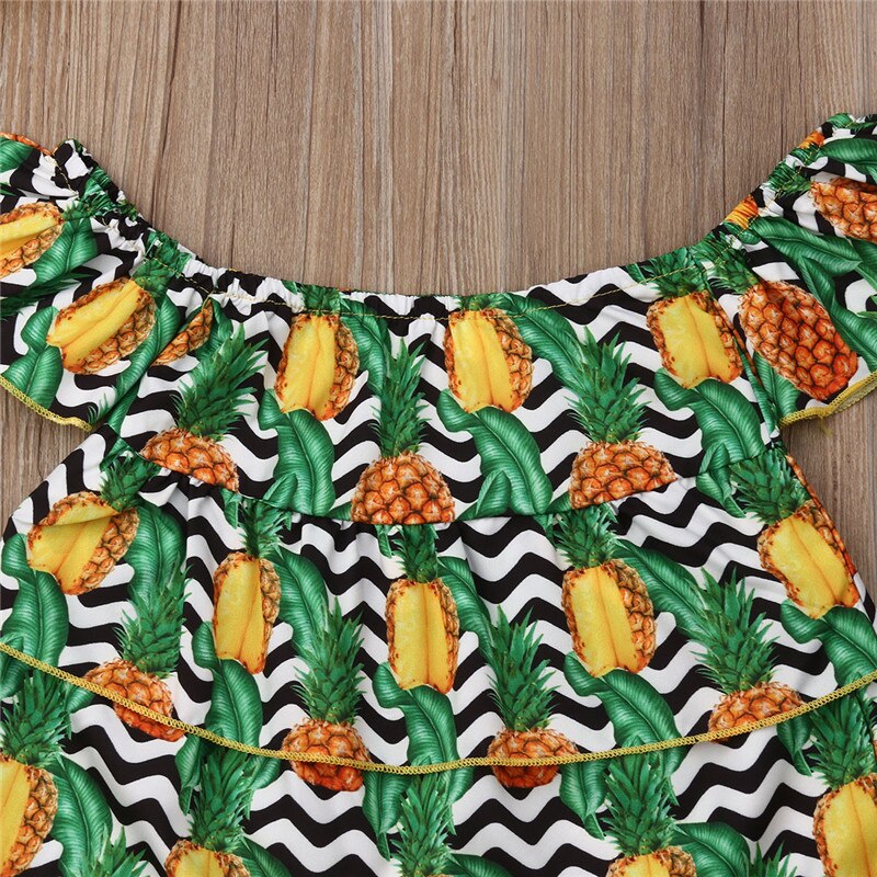 Newborn Kid Baby Girl Summer Clothes Pineapple Print Tops+Shorts Pants Summer - ebowsos