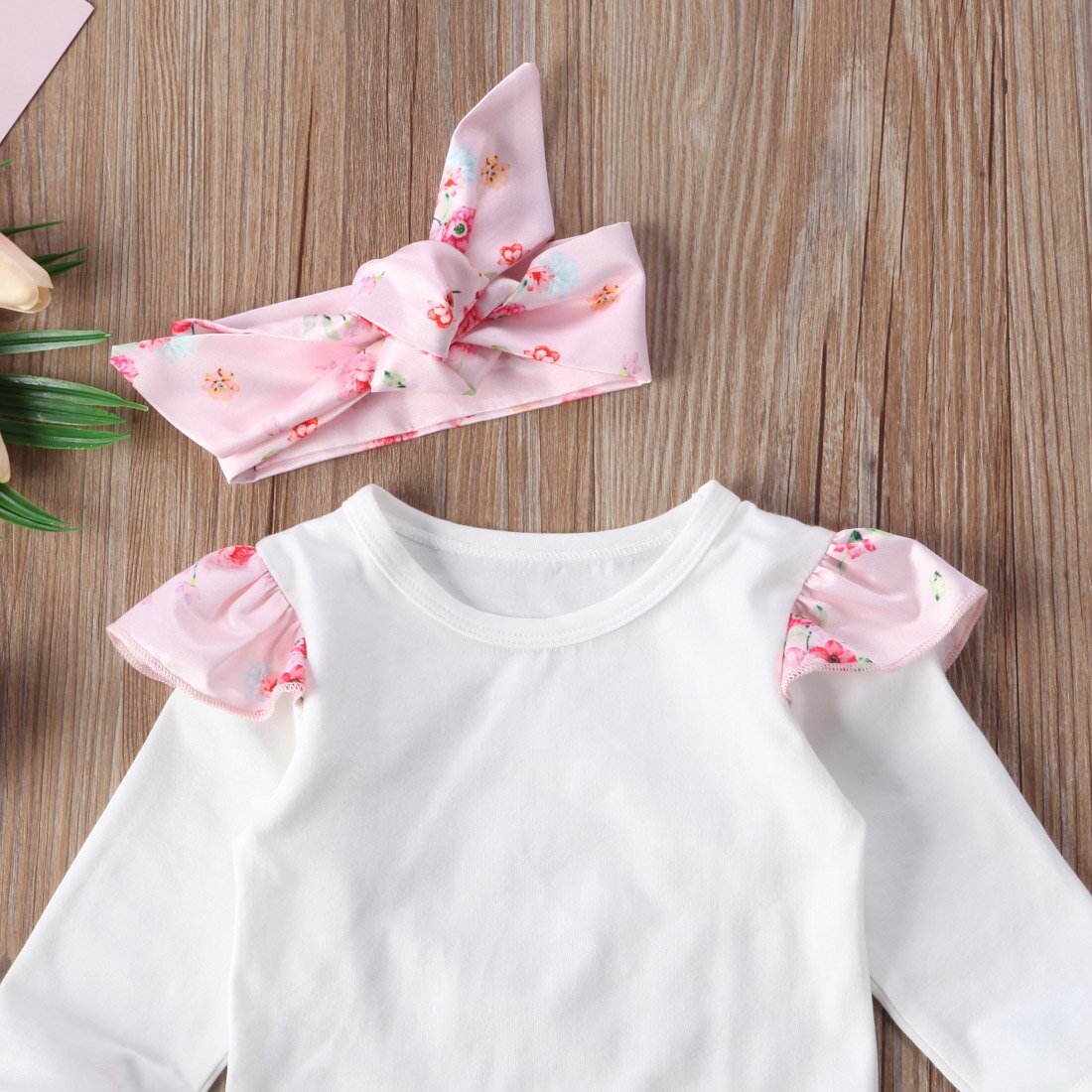 Newborn Kid Baby Girls Floral Clothes Jumpsuit Romper Bodysuit Long Pants Outfit set - ebowsos